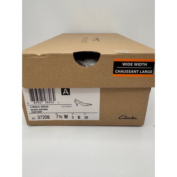 Clarks Linvale Jerica Black Leather Kitten Heel Pumps Women’s US 7.5 Wide New - Picture 10 of 10